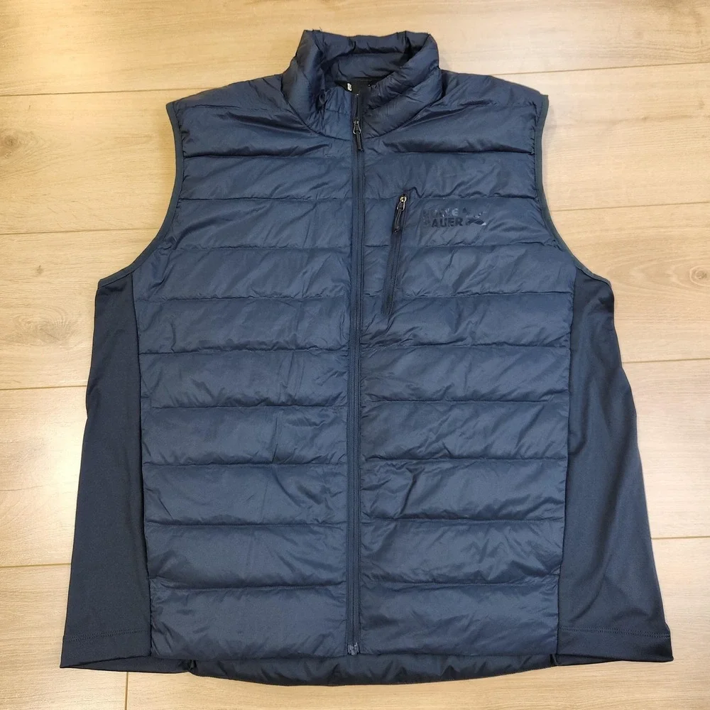Eddie Bauer Down 550 Vest Mens XL‎ Blue Quilted Puffer Zip Pockets Lightweight